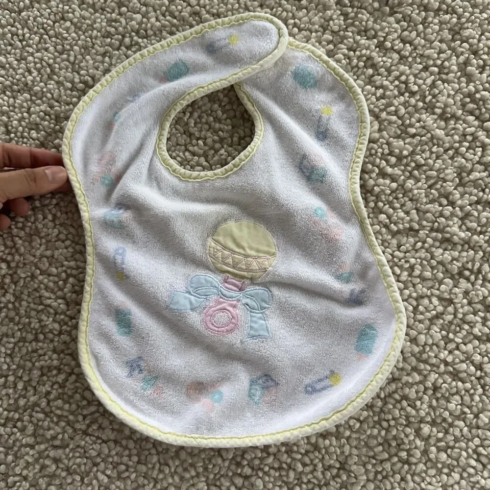 Set of 6 Vintage Baby Pastel Toddler Bibs Colorful VTG 90s